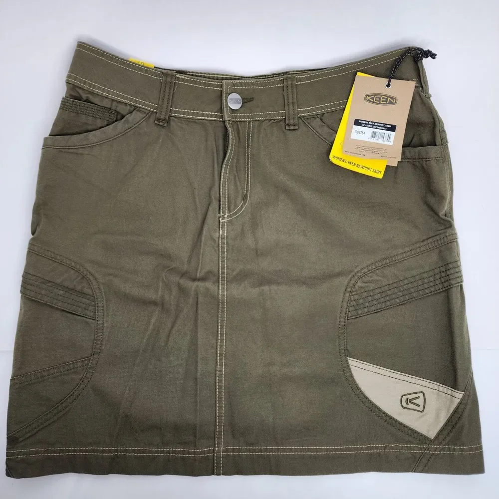 Keen Newport Skirt Women's 12 Utility Canvas Pockets Outdoors Hiking Olive Green